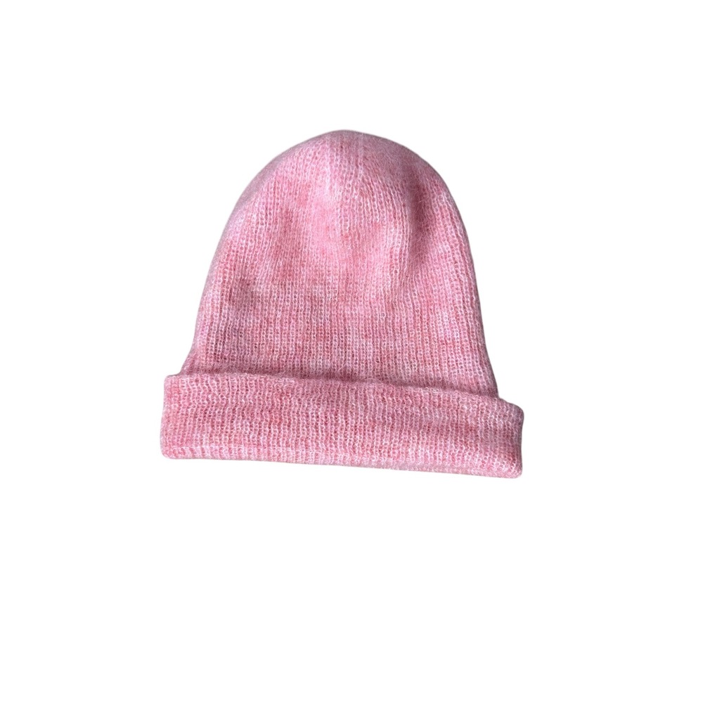 Sandro Paris Pink Mohair Wool Blend Beanie Hat Made in Italy AC2050H-60